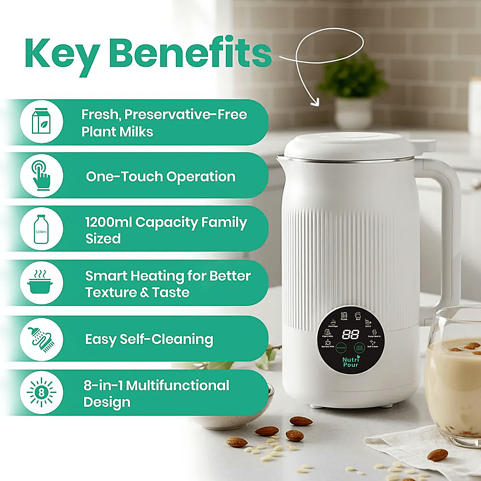 NutriPour - The 8-in-1 Multifunction Nut Milk & Juice Maker